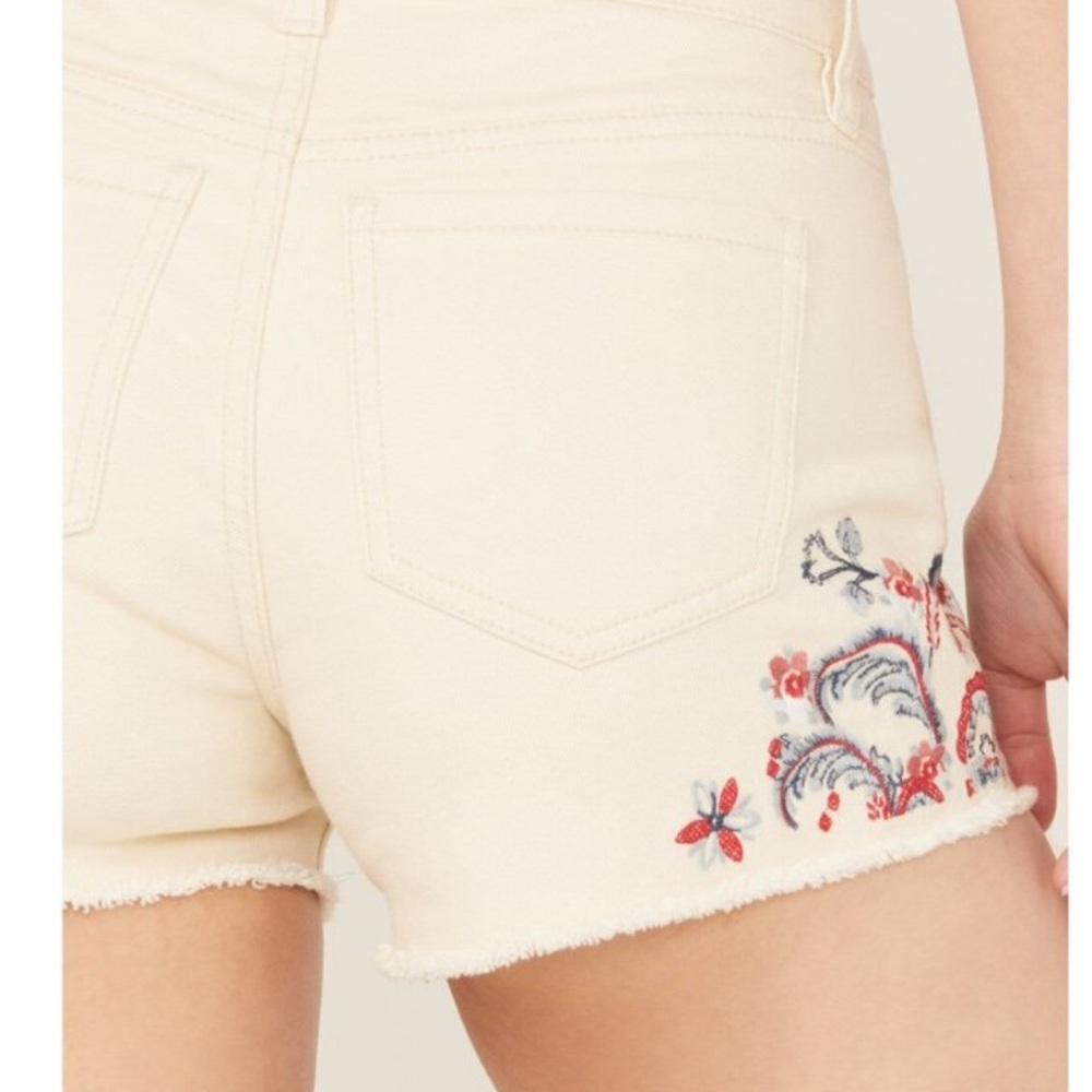 Shyanne Cream Embroidered Jean Shorts